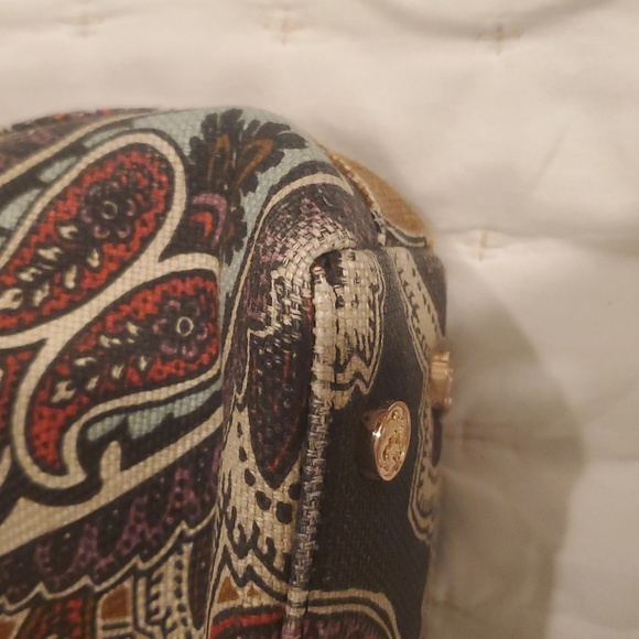 Spartina 449 Boho Linen & Leather Paisley Shoulder Bag “Daufuskie Island” - Picture 4 of 11